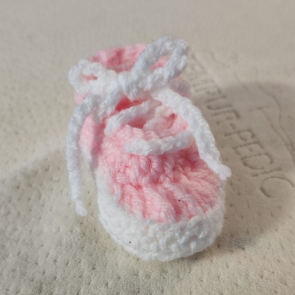 Handmade Pink and White Baby Booties